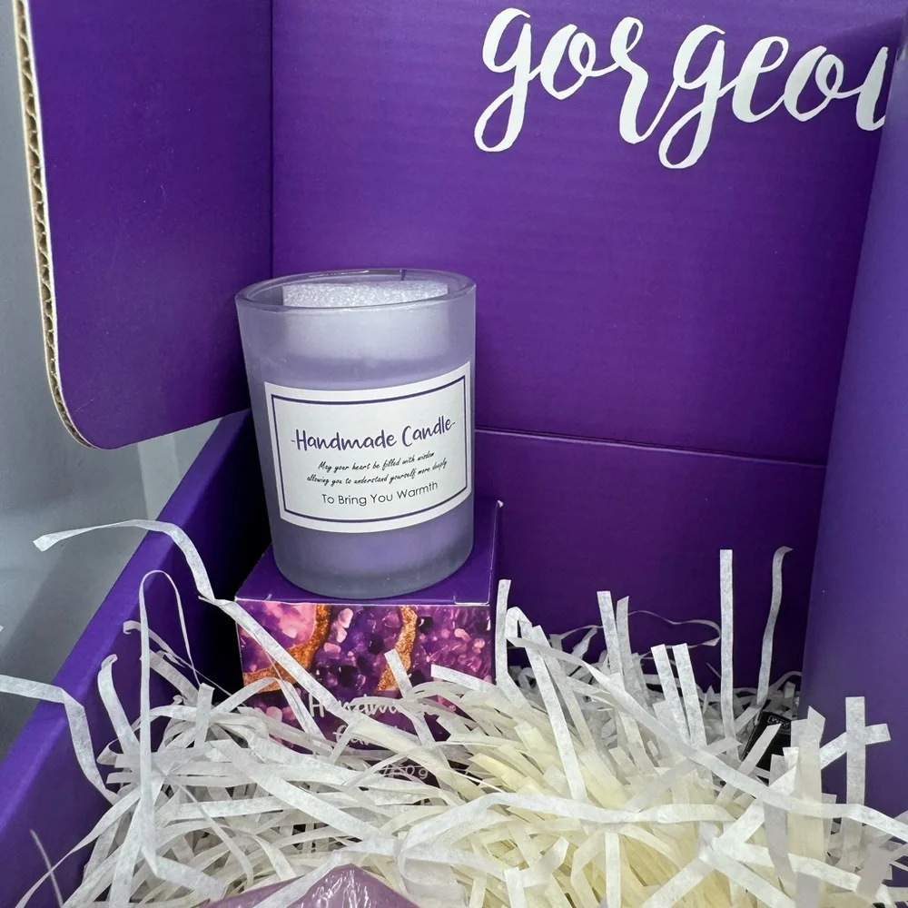 Purple Gift Set with Tumbler and Candle